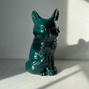 Teal Fox Cookie Jar